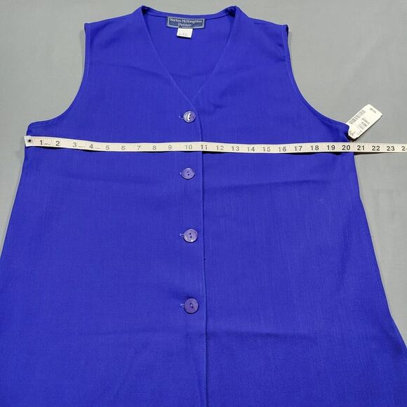 Norton McNaughton Blue Shirt Sleeveless Buttons Blouse NEW $44 Women's 12 Petite - Picture 5 of 8